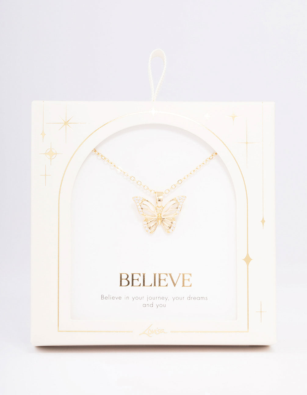 Gold Plated Cubic Zirconia Butterfly Pendant Necklace