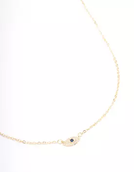 Gold Plated Cubic Zirconia Mini Evil Eye Pendant Necklace