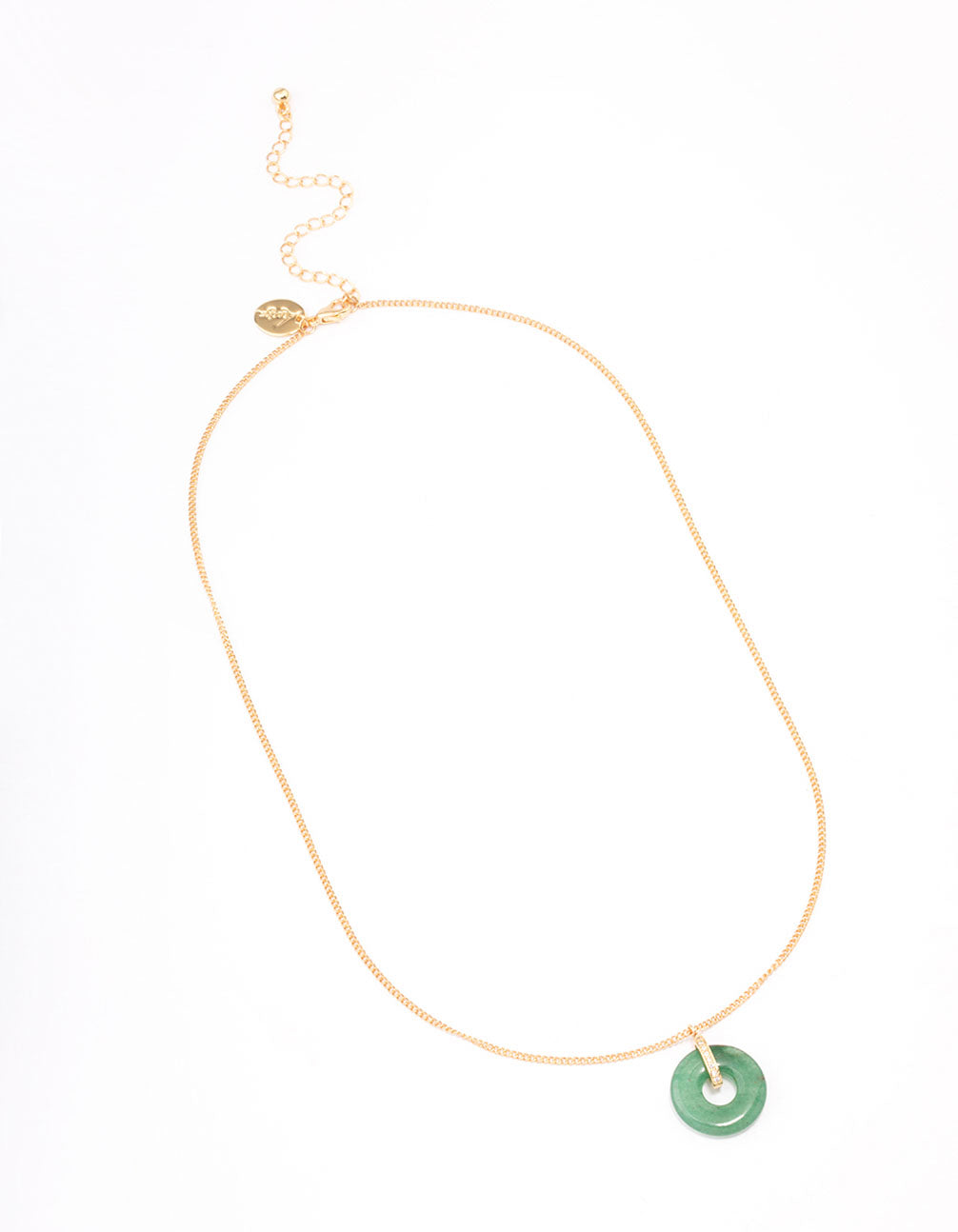 Gold Plated Cubic Zirconia Semi-Precious Donut Necklace