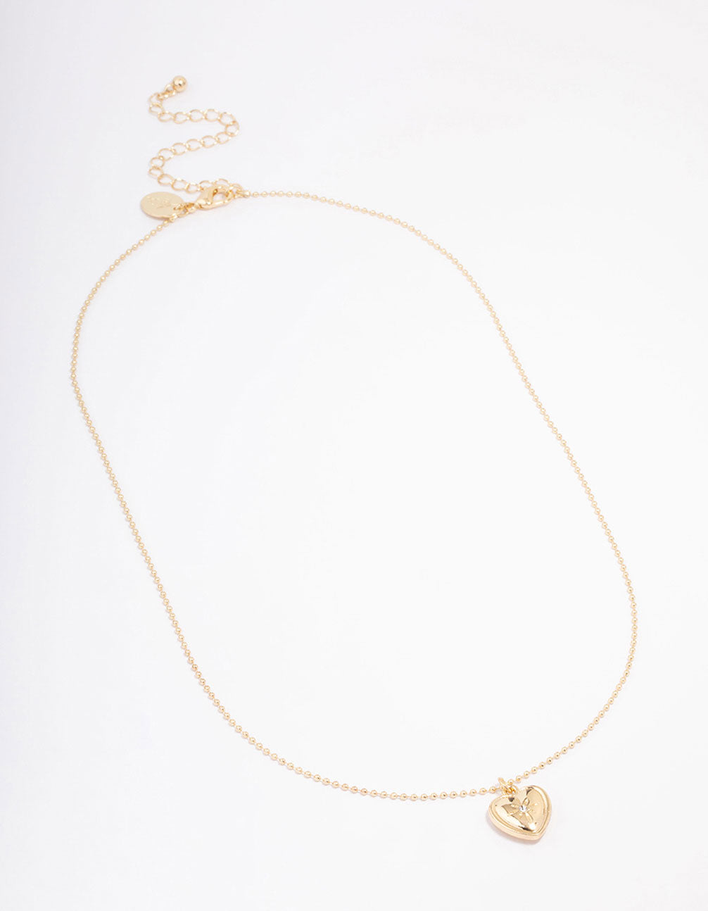 Gold Plated Diamante Heart Ball Chain Pendant Necklace