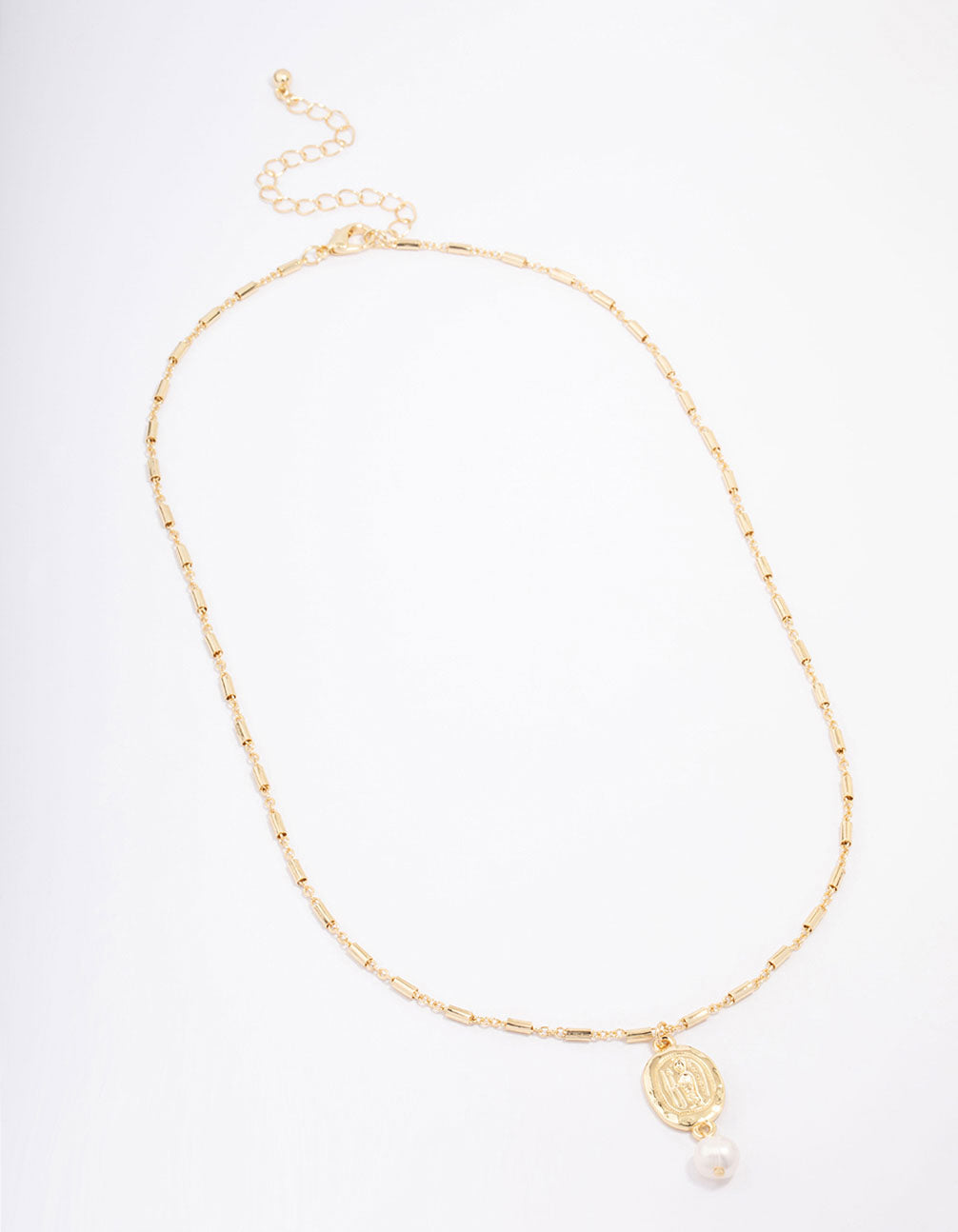 Gold Plated Freshwater Pearl Coin Pendant Necklace