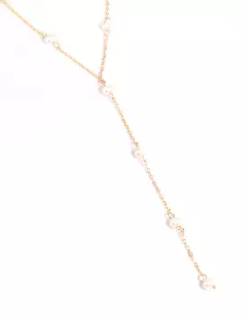 Gold Plated Freshwater Pearl Lariat Necklace