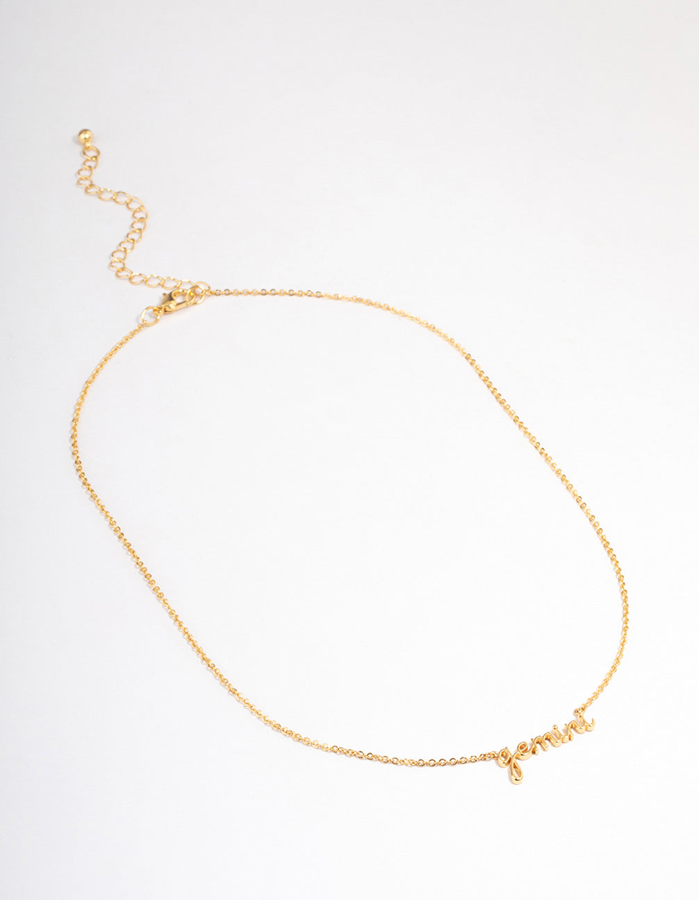 Gold Plated Gemini Script Pendant Necklace