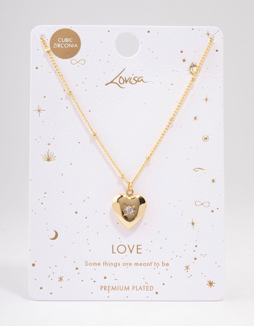 Gold Plated Heart Cubic Zirconia Pendant Necklace