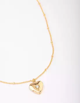 Gold Plated Heart Cubic Zirconia Pendant Necklace