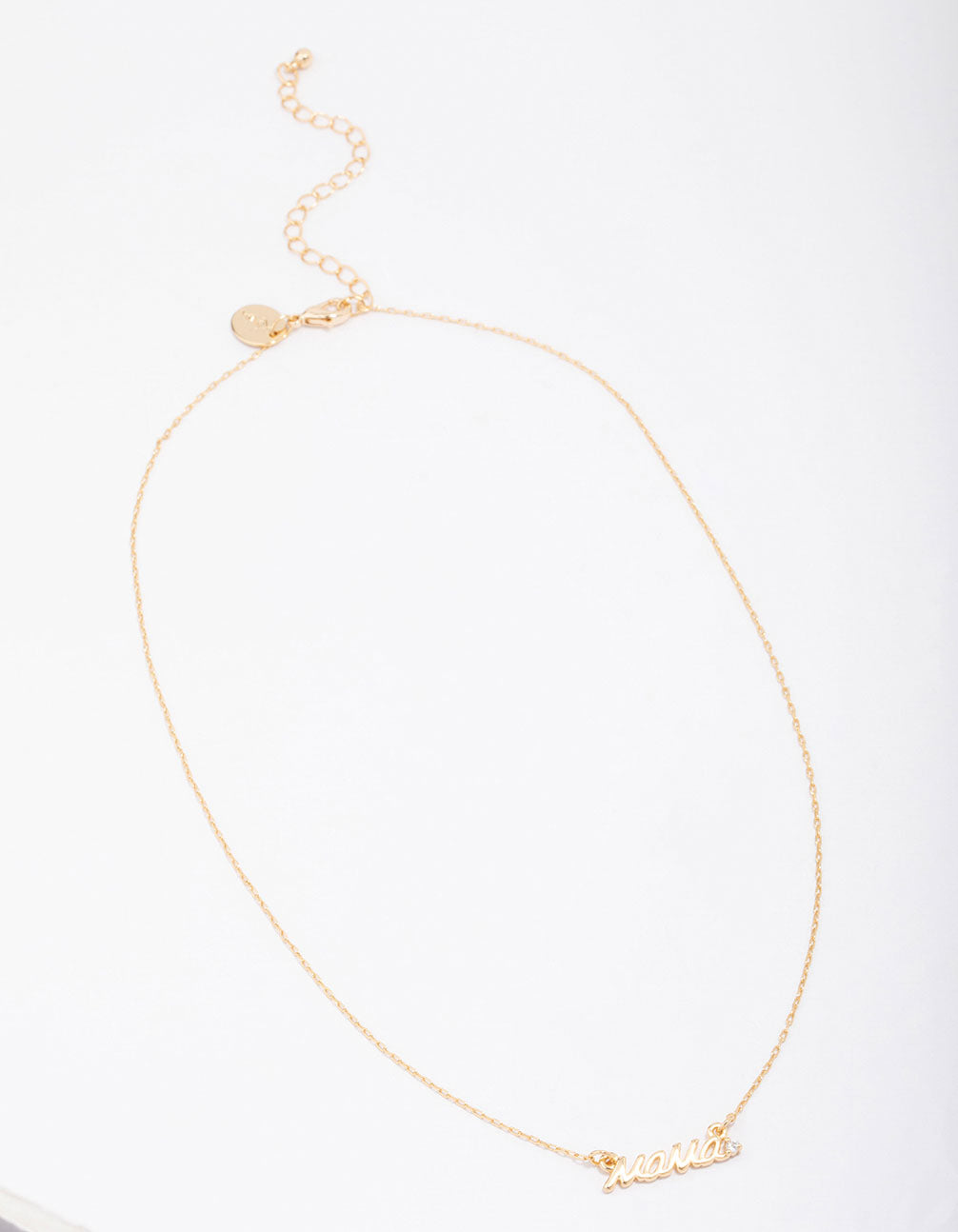 Gold Plated Mama Script Pendant Necklace