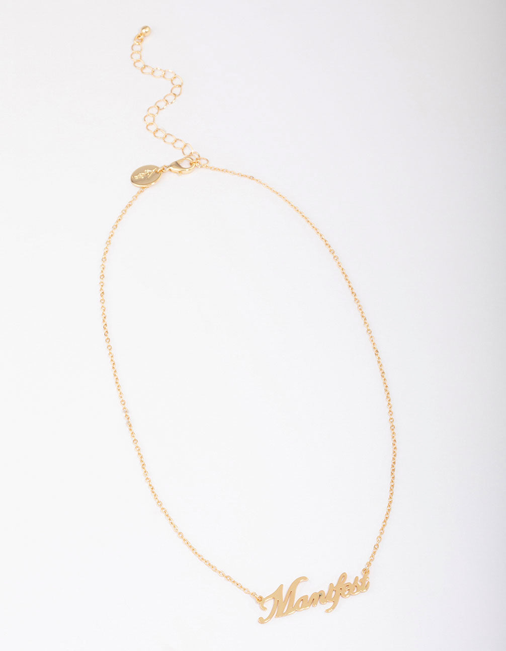 Gold Plated Manifest Script Necklace