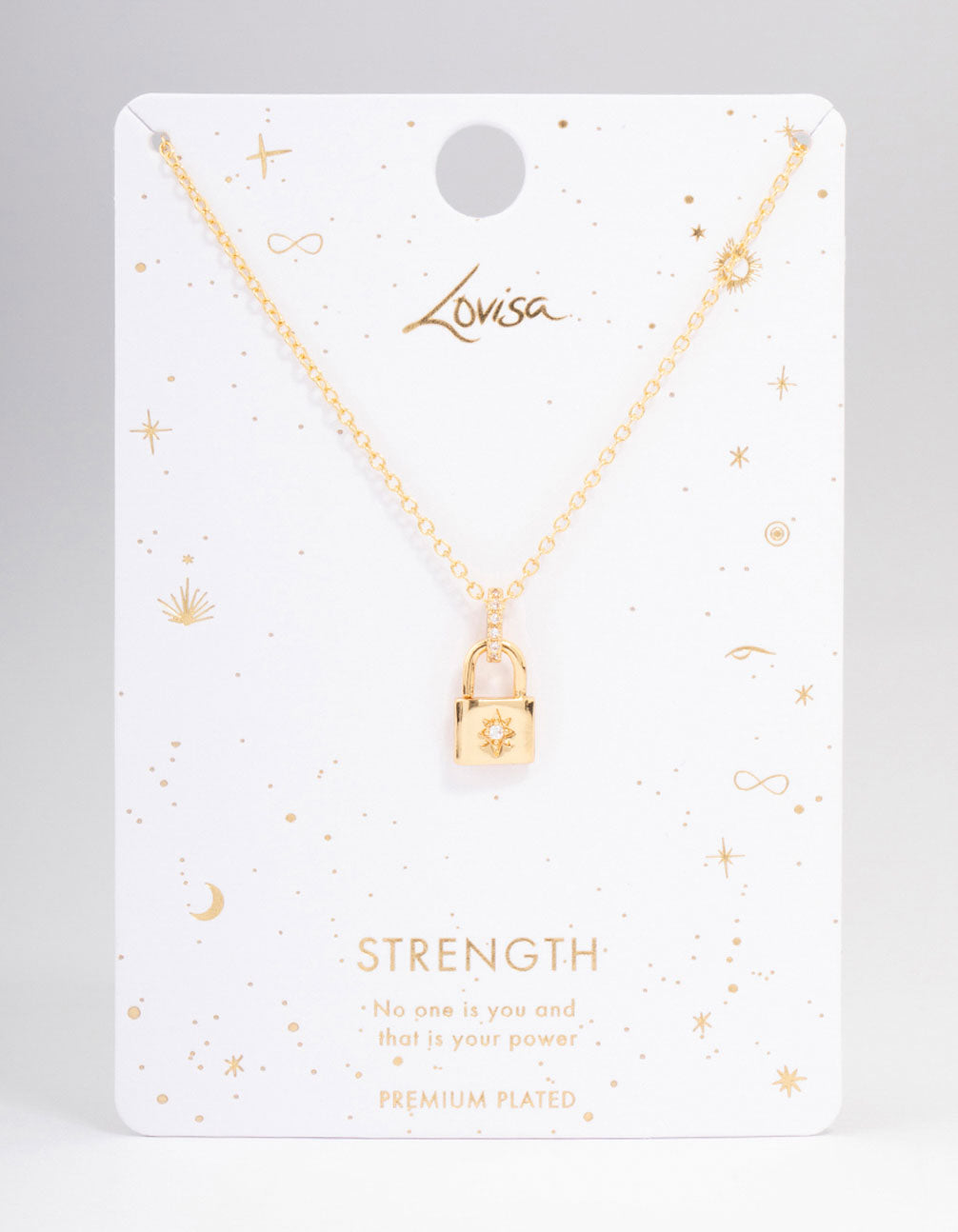 Gold Plated Mini Lock Pendant Necklace