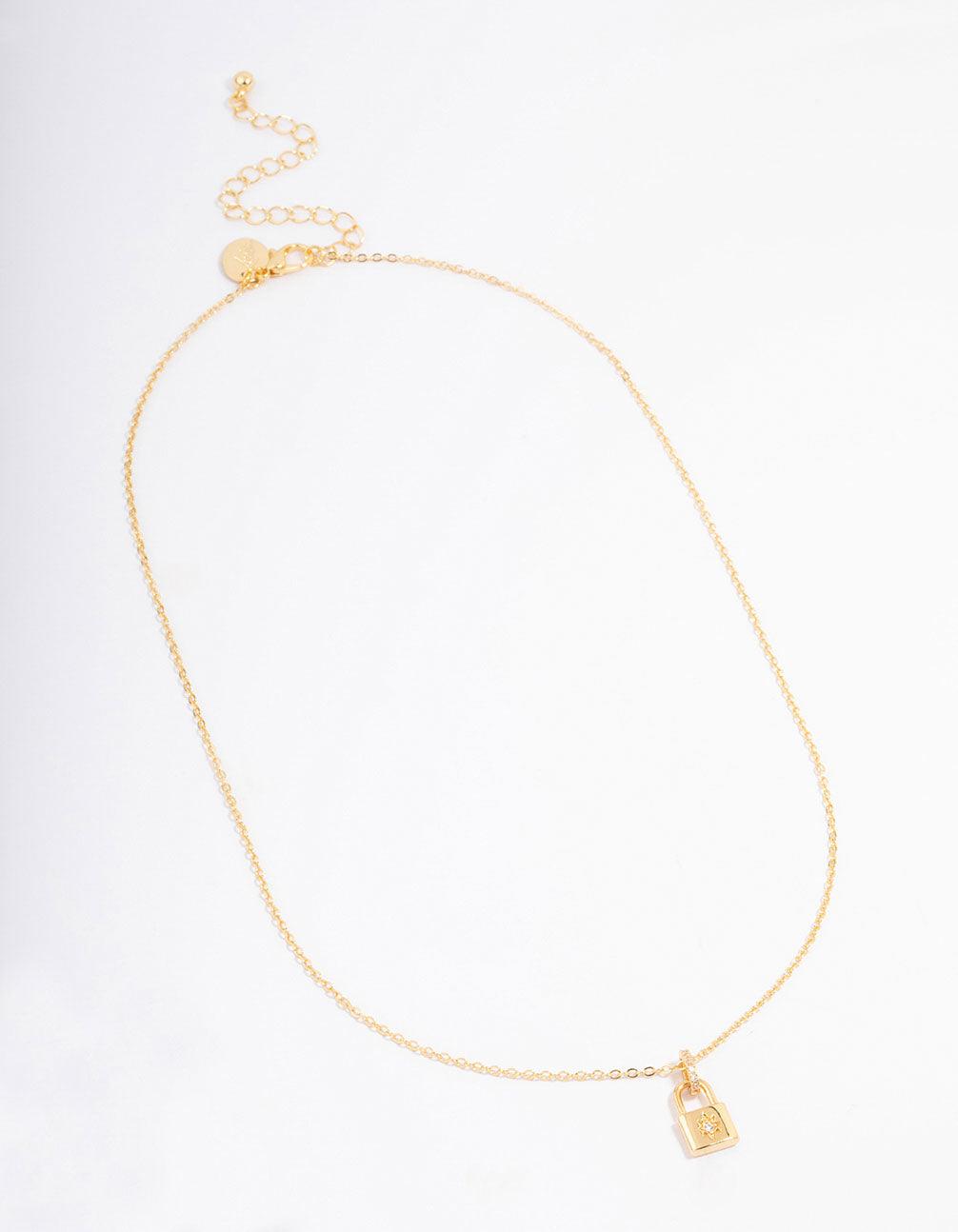 Gold Plated Mini Lock Pendant Necklace