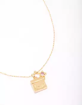 Gold Plated Moon Pendant Necklace