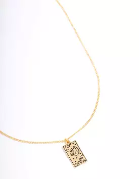 Gold Plated Moon Tarot Card Pendant Necklace