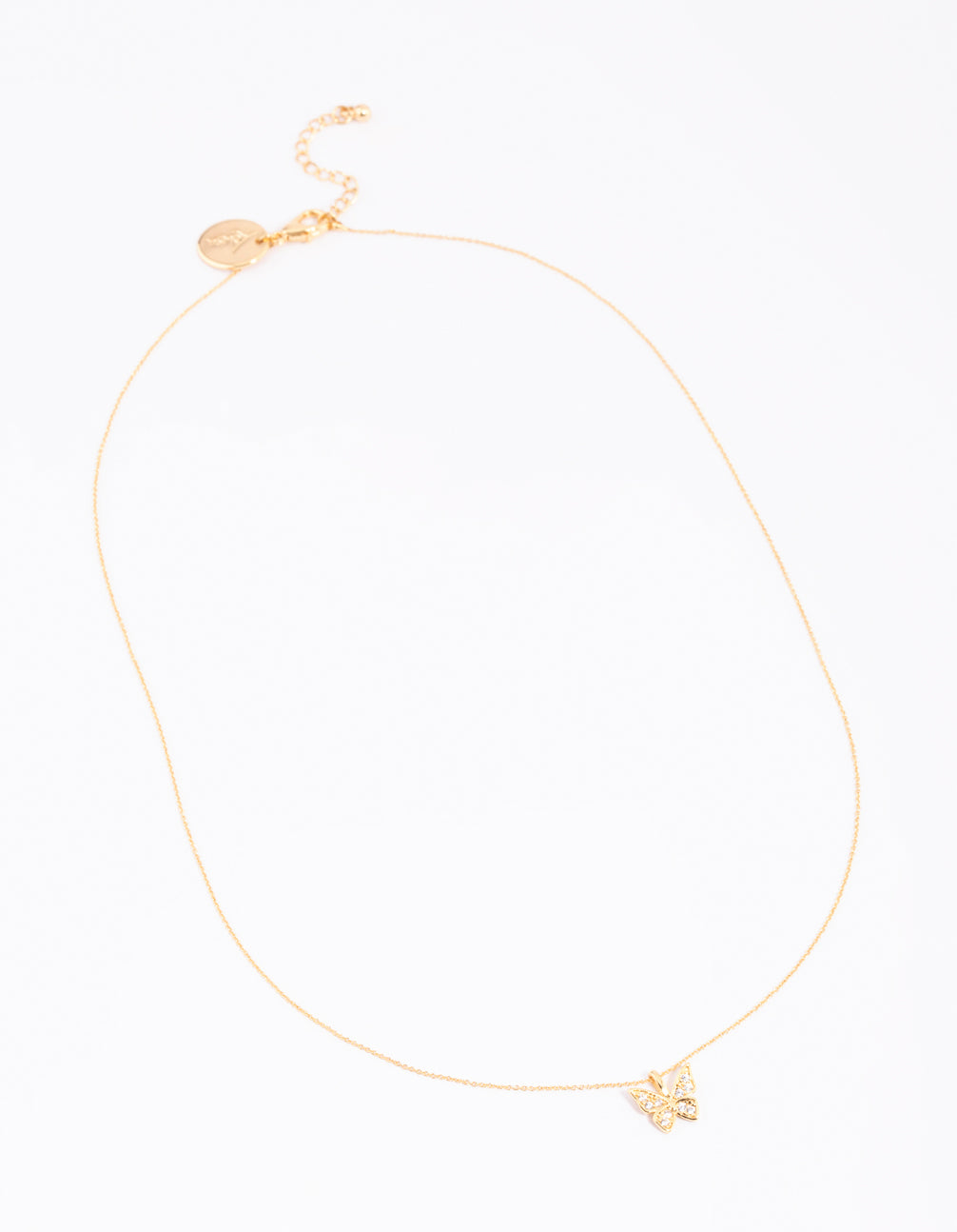 Gold Plated Pave Butterfly Necklace