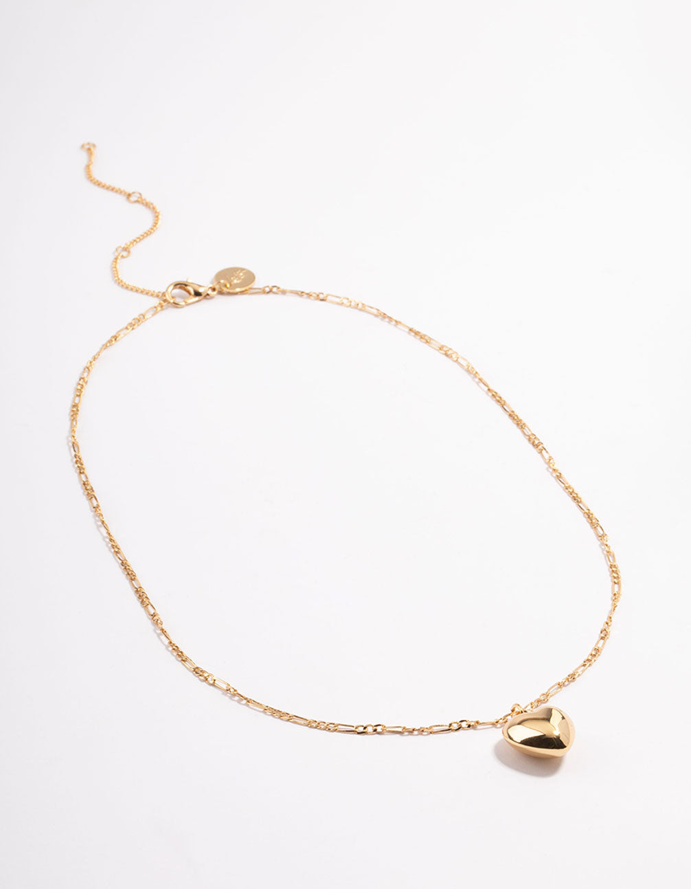 Gold Plated Puffy Heart Figaro Necklace