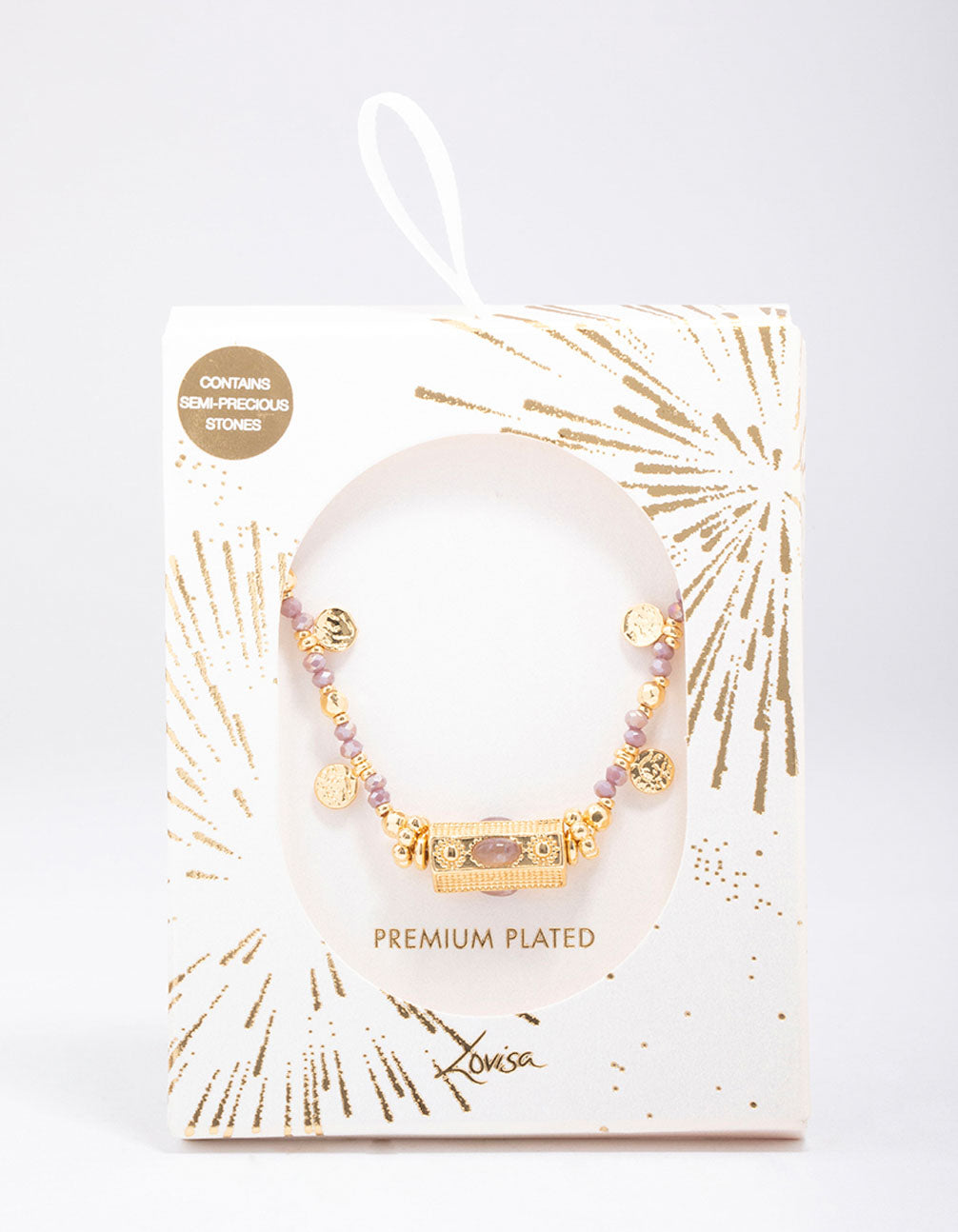 Gold Plated Semi-Precious Barrel Necklace