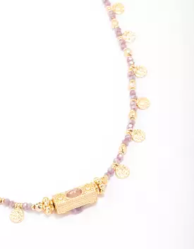 Gold Plated Semi-Precious Barrel Necklace