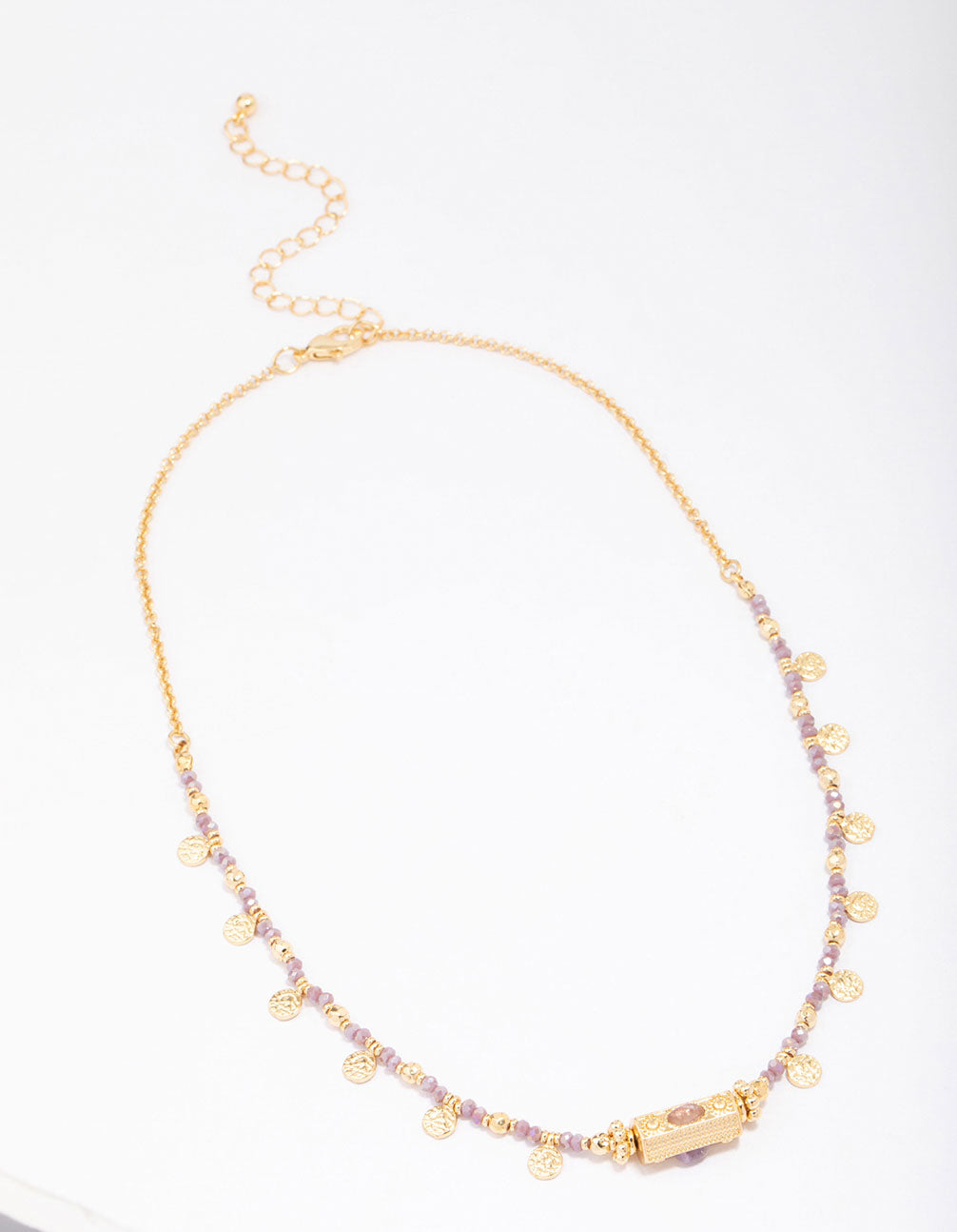 Gold Plated Semi-Precious Barrel Necklace