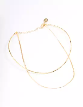 Gold Plated Snake & Collar Layered Necklace