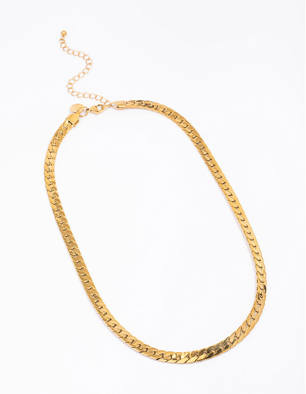 Gold Plated Stainless Steel Flat Curb Chain Necklace