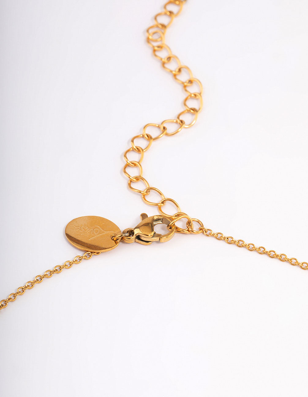 Gold Plated Stainless Steel Teardrop Stone Pendant Necklace