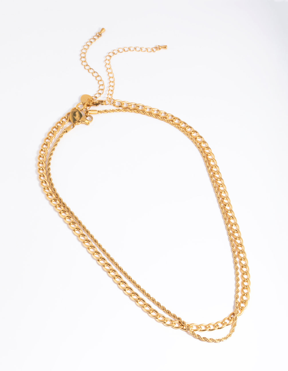 Gold Plated Stainless Steel Twist Chain Double Layer Necklace