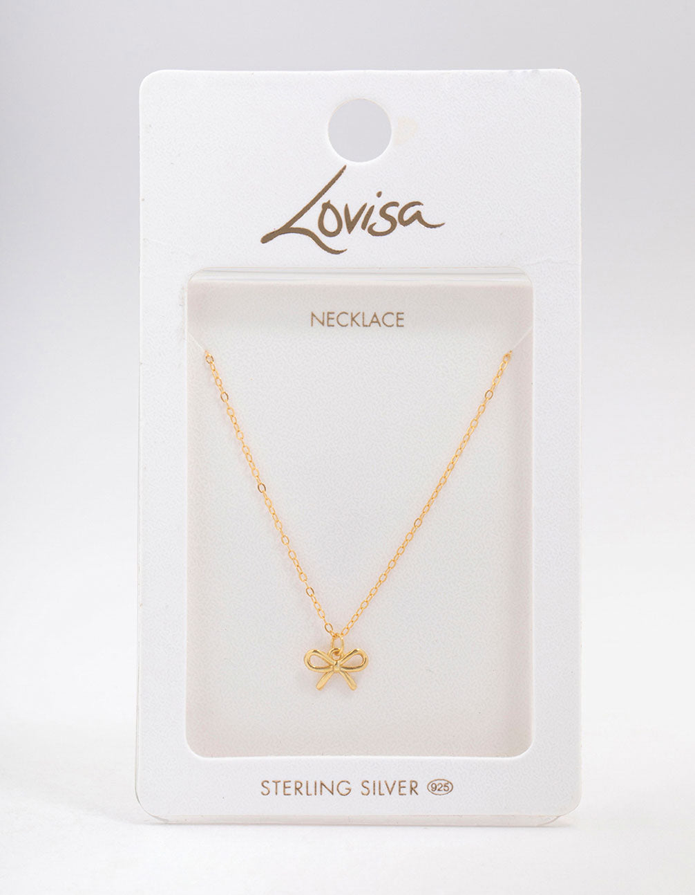 Gold Plated Sterling Silver Bow Pendant Necklace