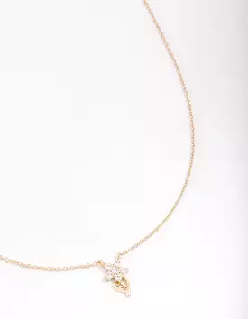 Gold Plated Sterling Silver Flower Stem Pendant Necklace