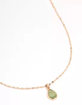 Gold Semi Precious Pear Necklace