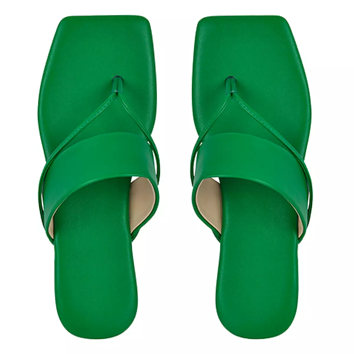 Green Flip Flops Flat Thong Sandals