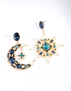 Green Statement Celestial Earrings