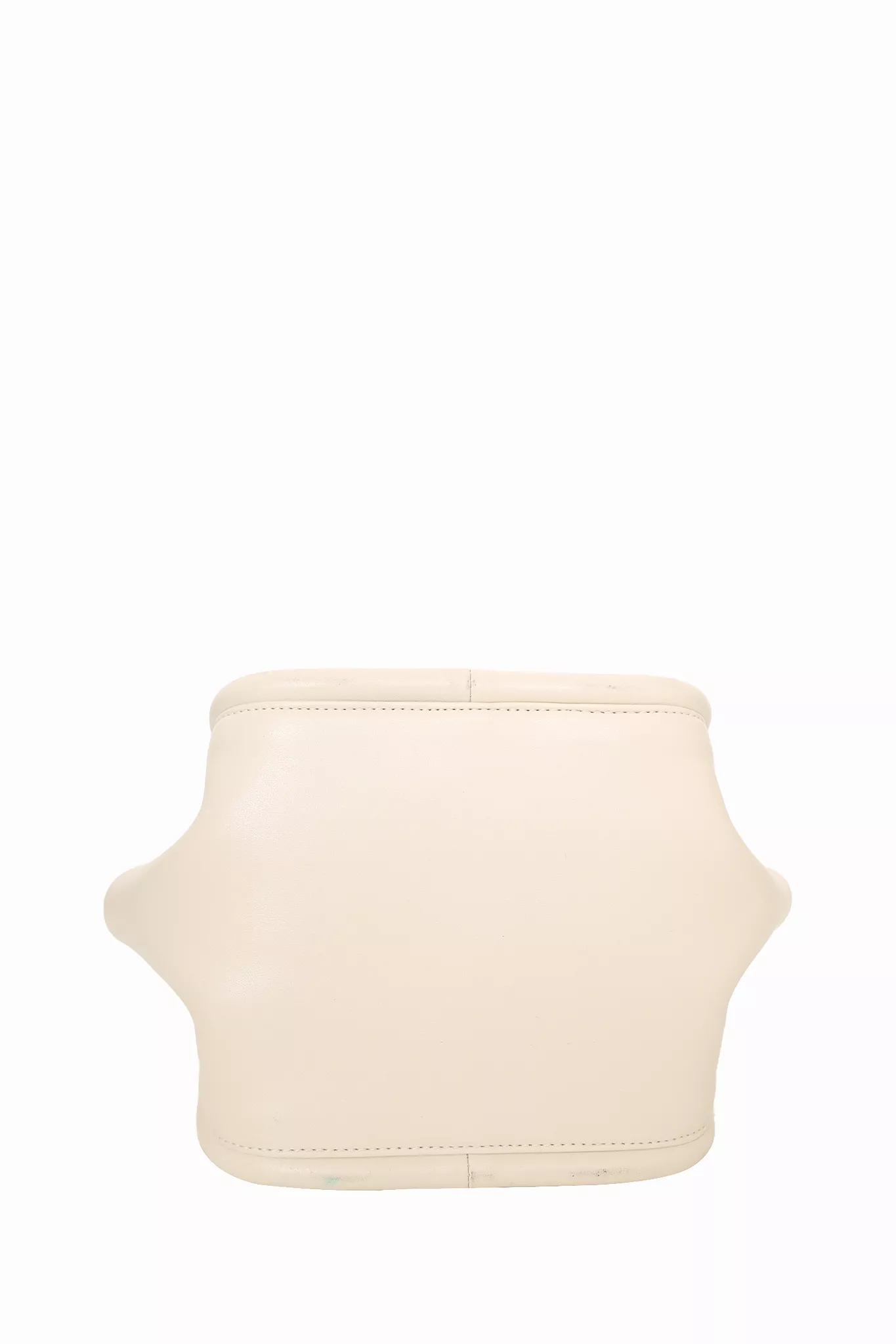 Gu_DE White Leather Top Handle Bag With Strap