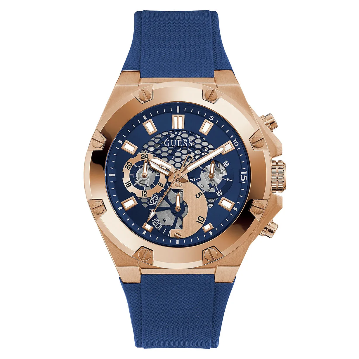 Guess Third Gear Blue Dial Men 46mm