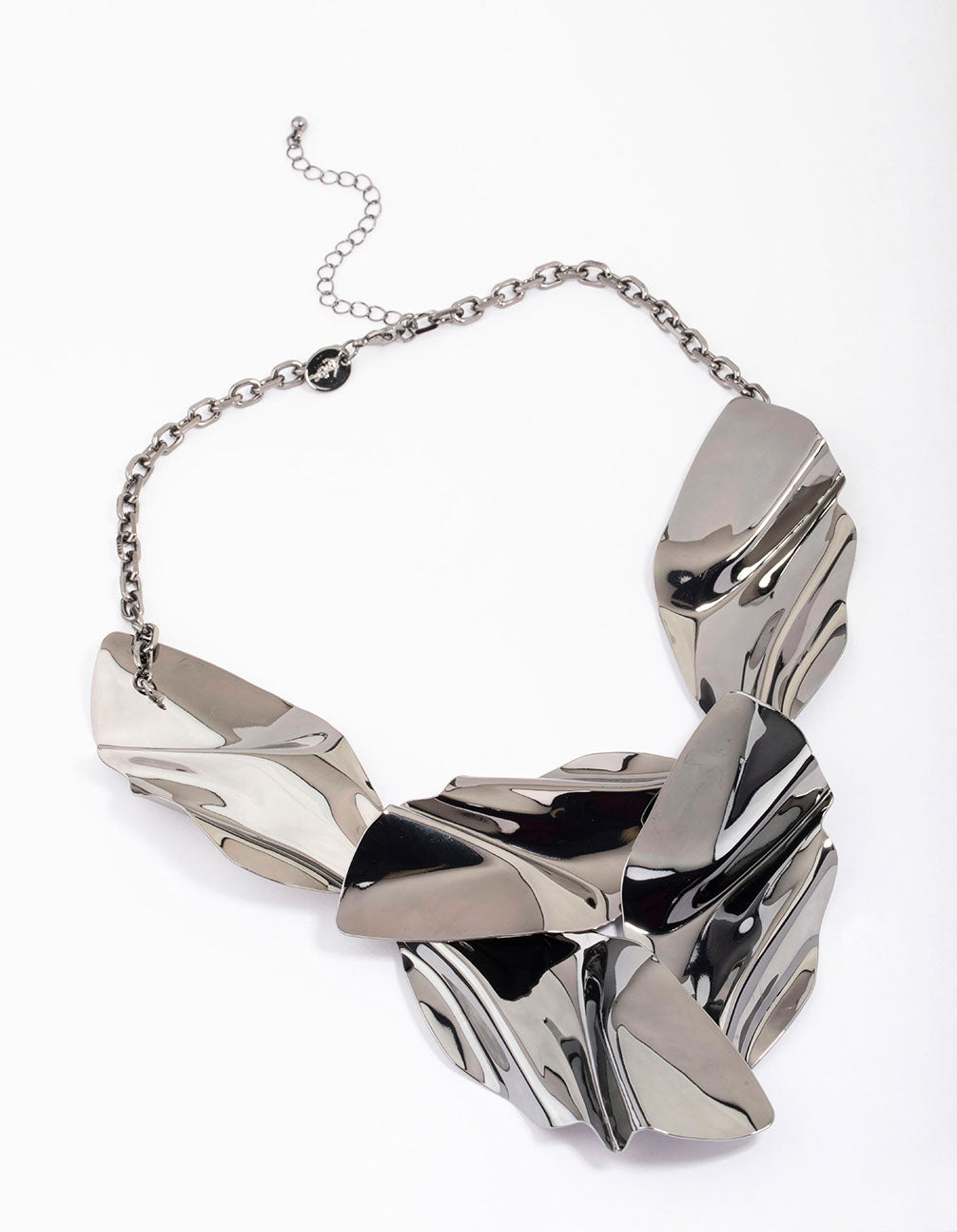 Gunmetal Abstract Disc Statement Necklace