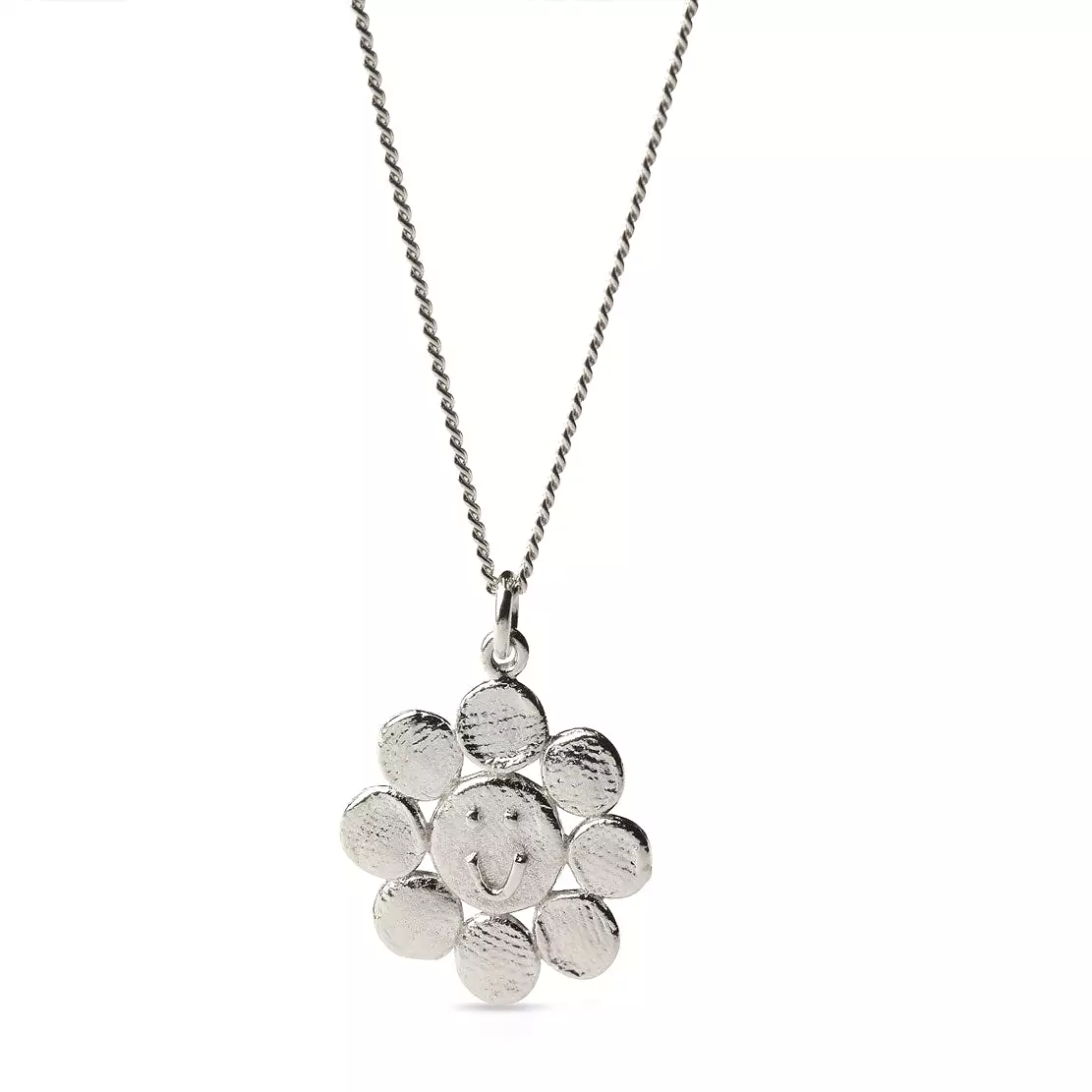 Happy Flower Pendant 45cm, Silver