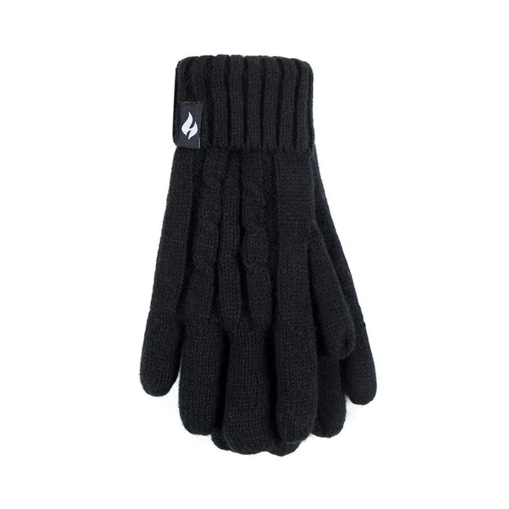 HEATHOLDERS AMELIA CABLE GLOVES BLACK