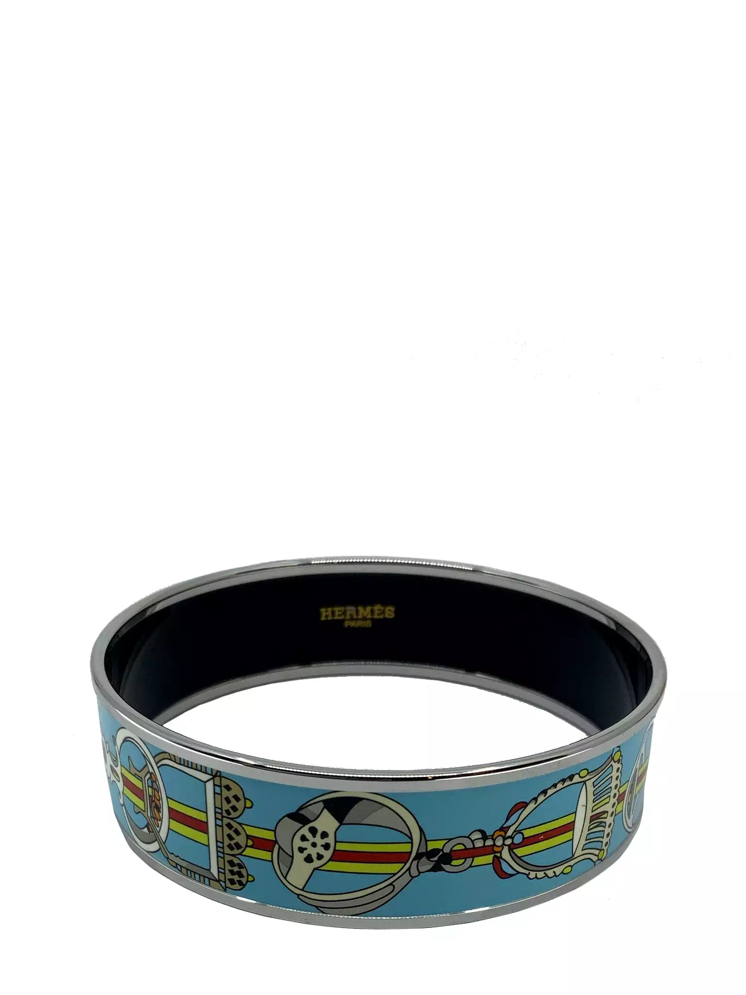 Hermes Horsebit Printed Enamel Wide Bracelet 70