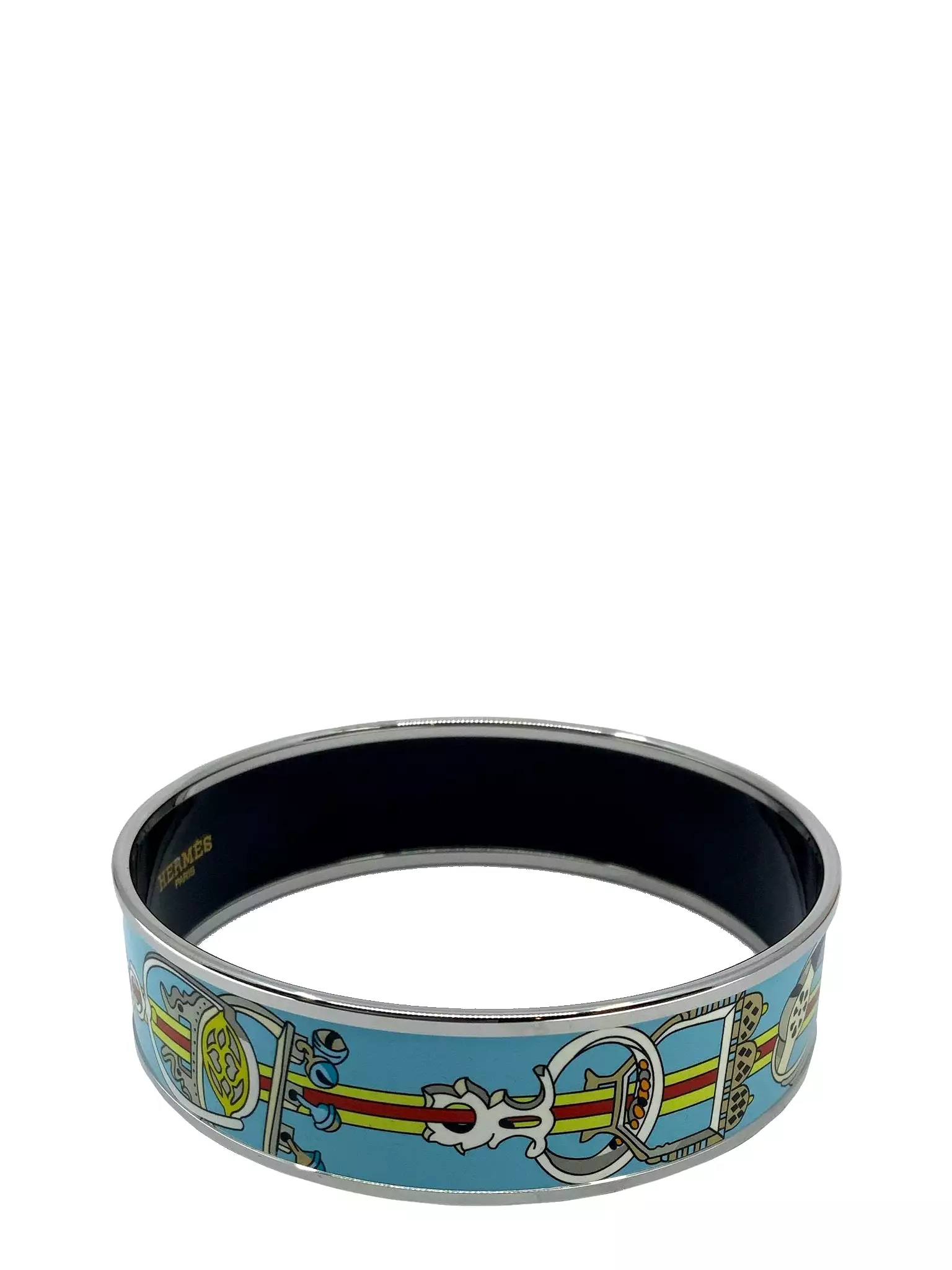 Hermes Horsebit Printed Enamel Wide Bracelet 70