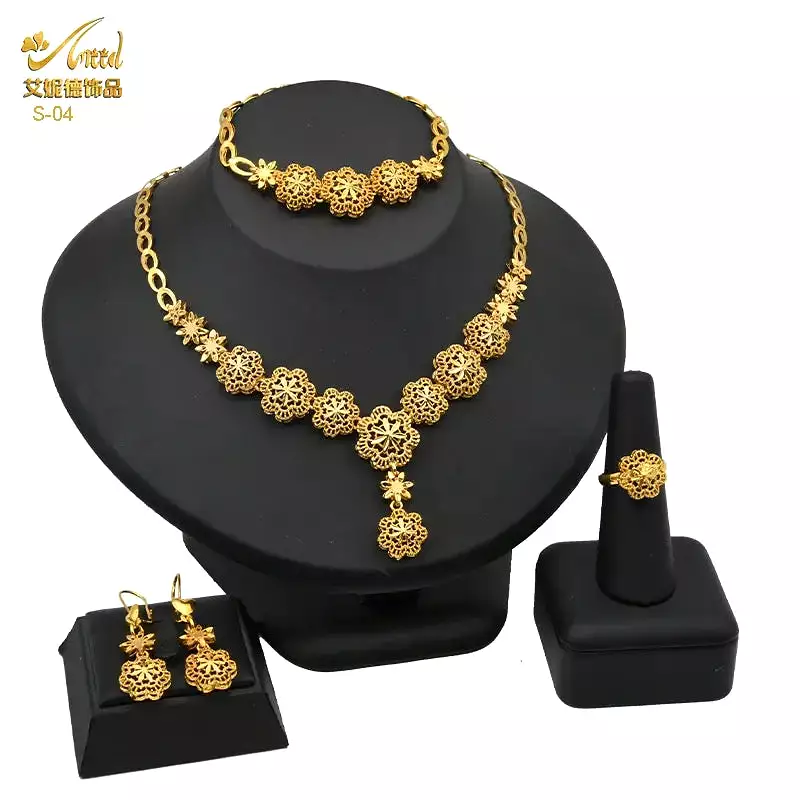 Indian Bridal Jewelry Set Dubai Necklace Earrings For Women