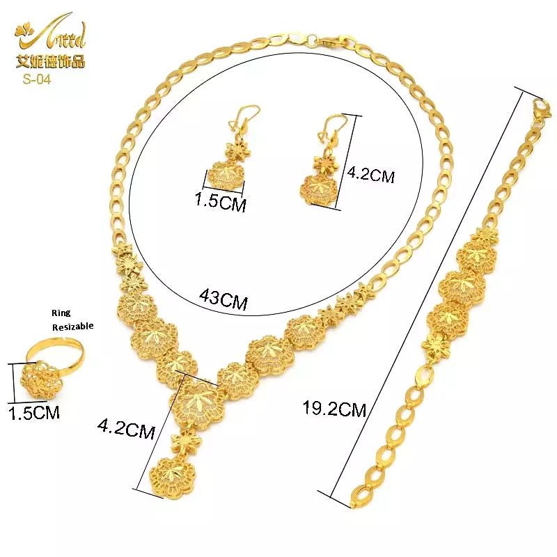 Indian Bridal Jewelry Set Dubai Necklace Earrings For Women