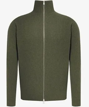 John Smedley Mens Wood Green Ribbed zip-up recycled-cashmere and wool jumper