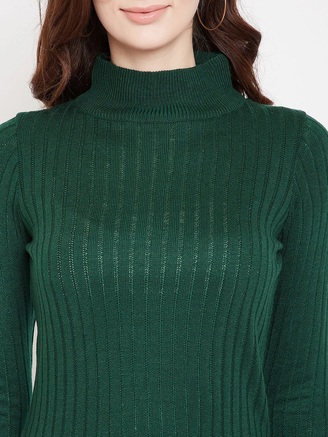 JUMP USA Women Green Turtle Neck Sweaters