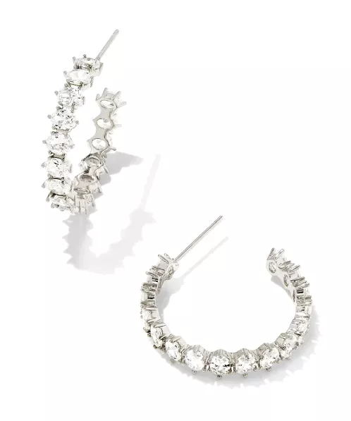 Kendra Scott Cailin Crystal Hoop Earrings - Gold OR Silver