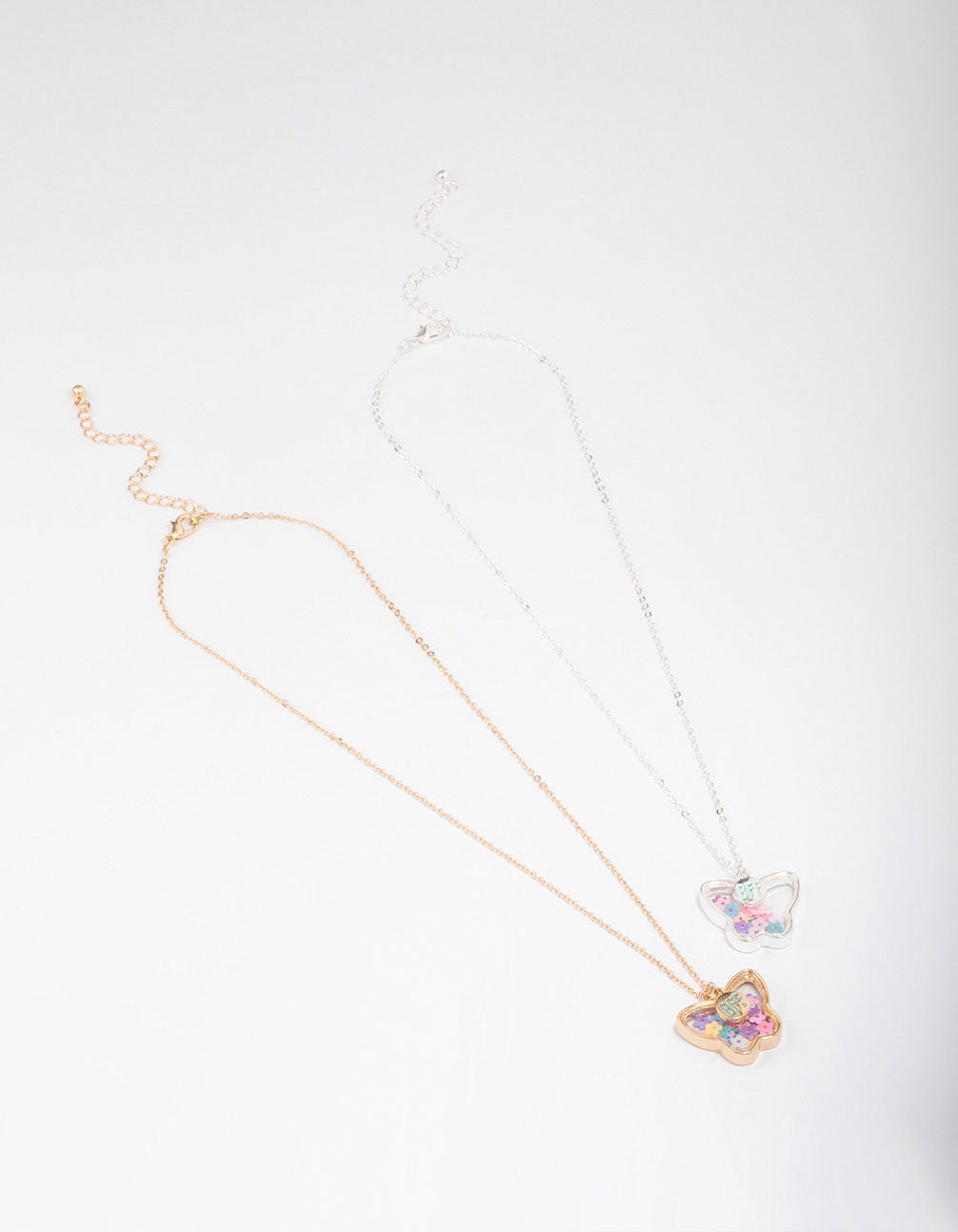 Kids Gold & Silver Butterfly Shaker Pendant Necklace Pack