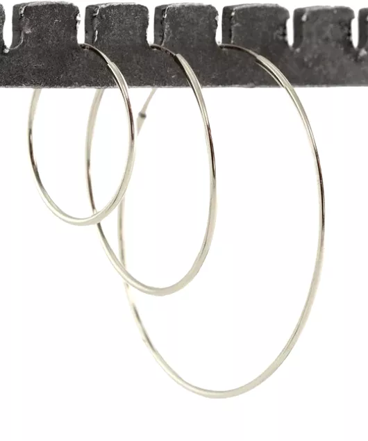 Kris Nations 33mm Featherweight Hoop Earrings - Silver