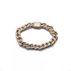 Large Micro-Pave 14K Gold Cuban Link with Diamonds and Diamond Clasp