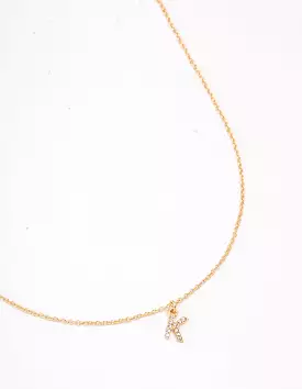 Letter K Gold Plated Initial Pendant Necklace