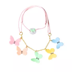 Lilies & Roses Pastel Multi Butterfly Necklace