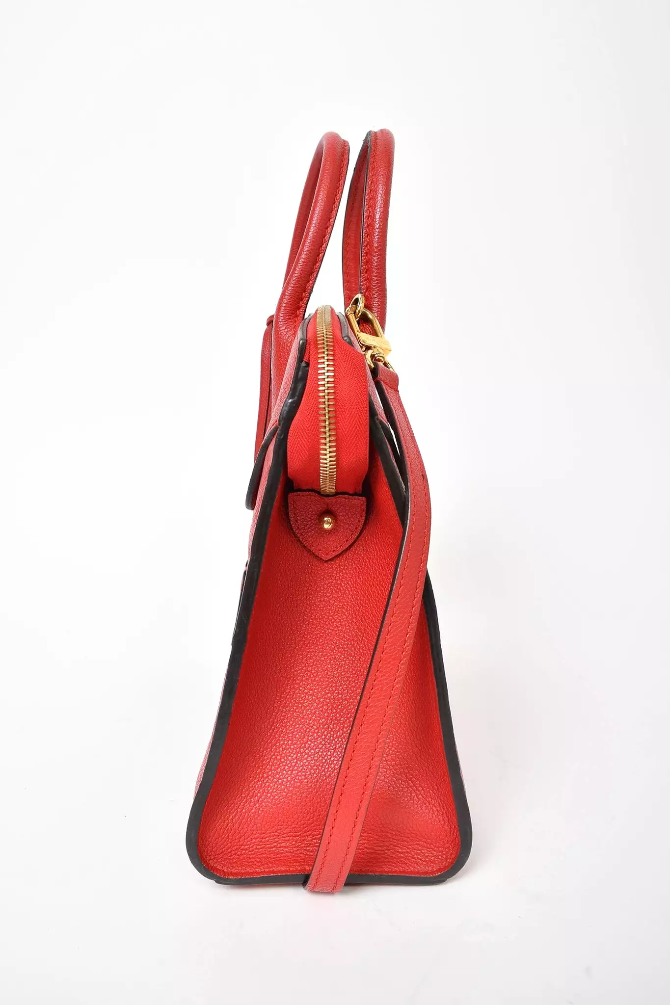 Louis Vuitton Red Empreinte Leather 'Pont Neuf' MM Top Handle Bag w/ Strap