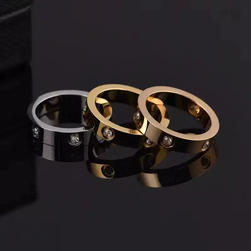 Love Ring Gold Stainless Steel Ring With Stone Crystal For Women S4831053