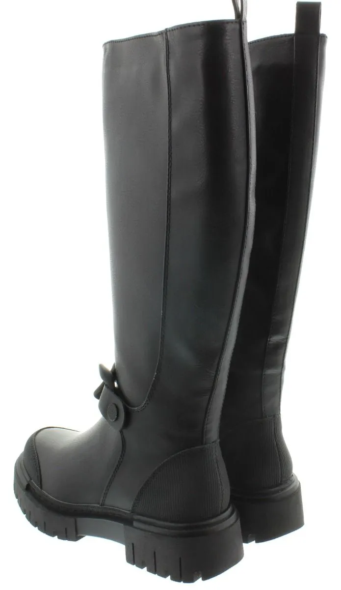 MARCO TOZZI Ladies 25628 Flat Knee Boots In Black