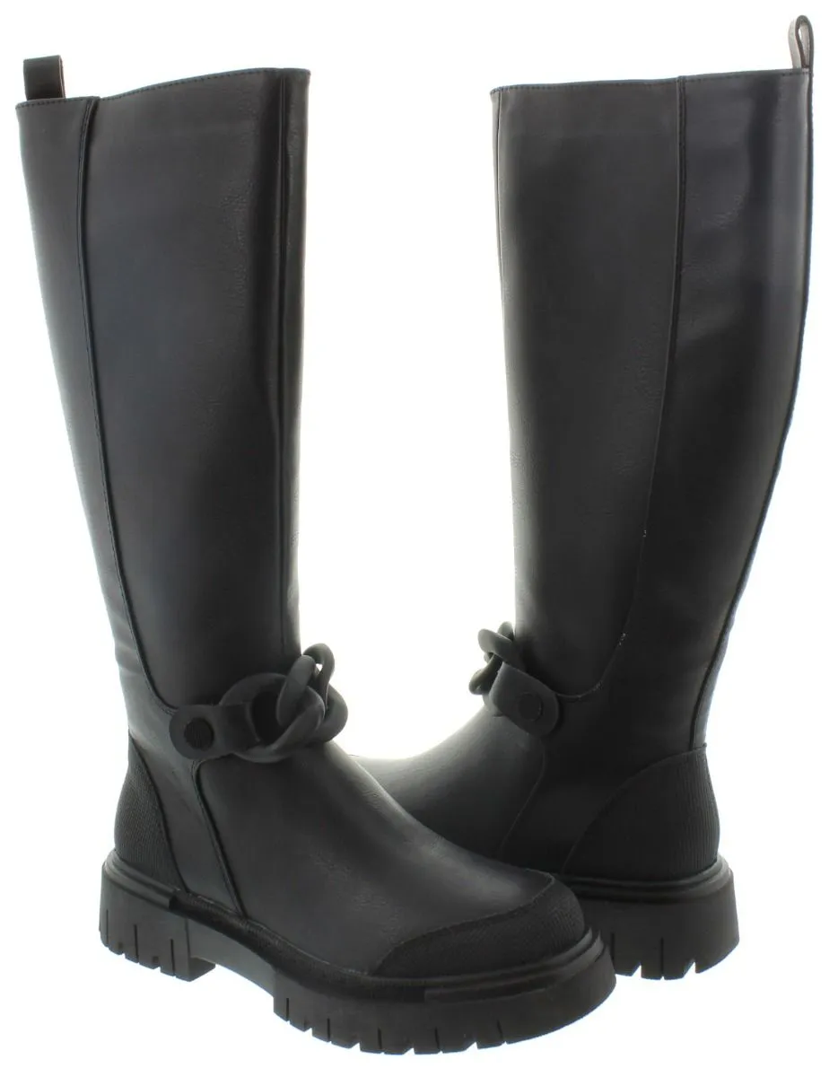 MARCO TOZZI Ladies 25628 Flat Knee Boots In Black